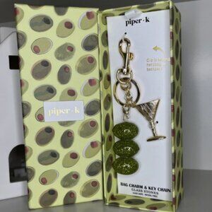 Piper K “Olive You a Martini!” Purse Charm Keychain – Glass Stones (NIB)